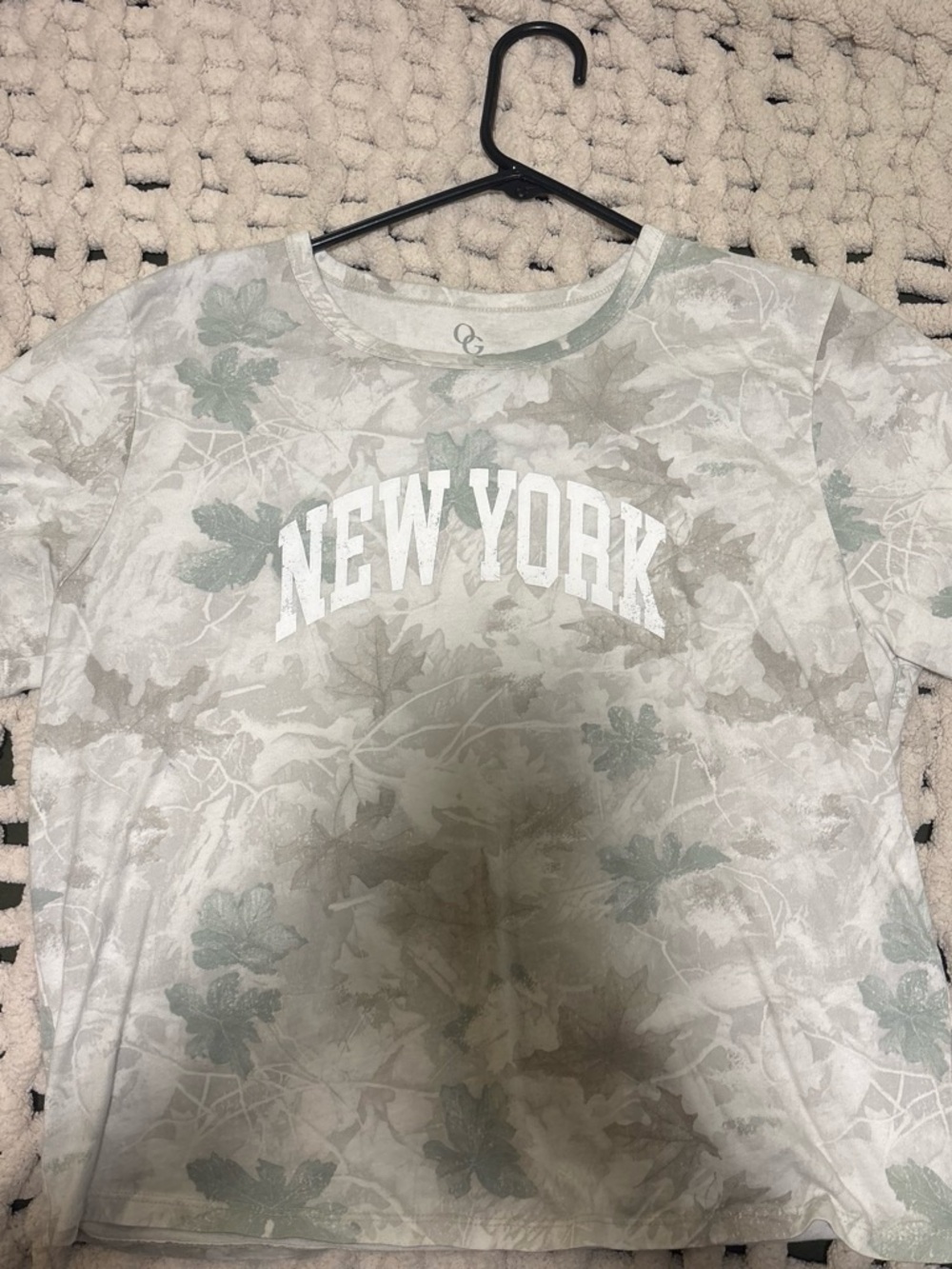 T.J.Maxx Sage Green Floral 'NEW YORK' Short Sleeve Tee